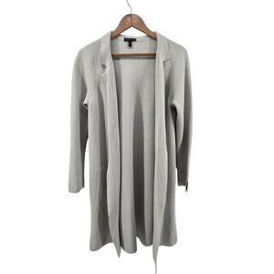 Eileen Fisher Size L Beige Silk Blend Duster Cardigan Open Front Minimalist